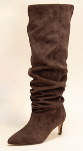 Sovana Suede Ruched Boots - Brown